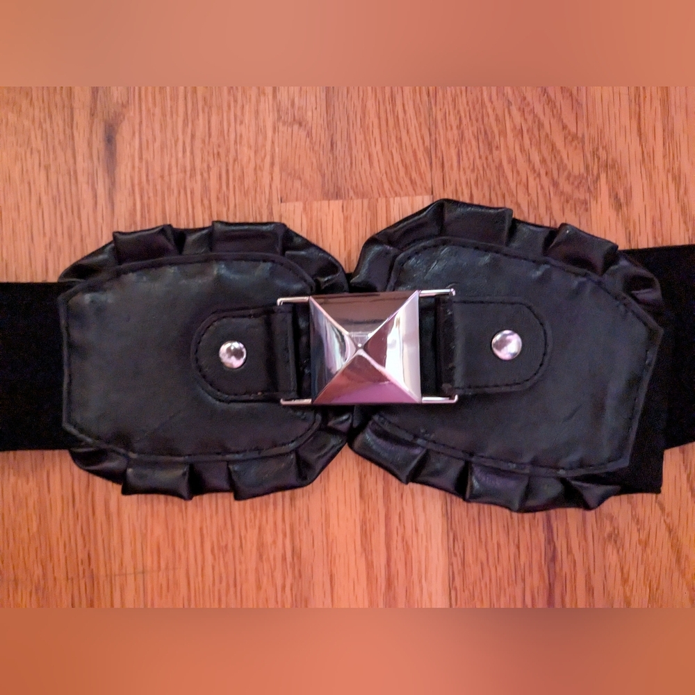 Betsey Johnson Black Belt With Metal Details